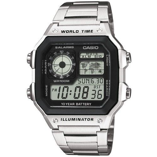 Load image into Gallery viewer, CASIO SPORT Mod. WORLD TIME ILLUMINATOR 5 ALARMS - FUTURE CLASSIC COLLECTION - SILVER STEEL-0
