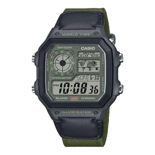 Load image into Gallery viewer, CASIO SPORT Mod. WORLD TIME ILLUMINATOR 5 ALARMS - FUTURE CLASSIC COLLECTION - BLACK GREEN-0
