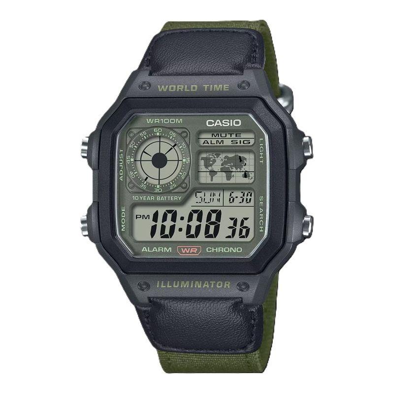 CASIO SPORT Mod. WORLD TIME ILLUMINATOR 5 ALARMS - FUTURE CLASSIC COLLECTION - BLACK GREEN-0