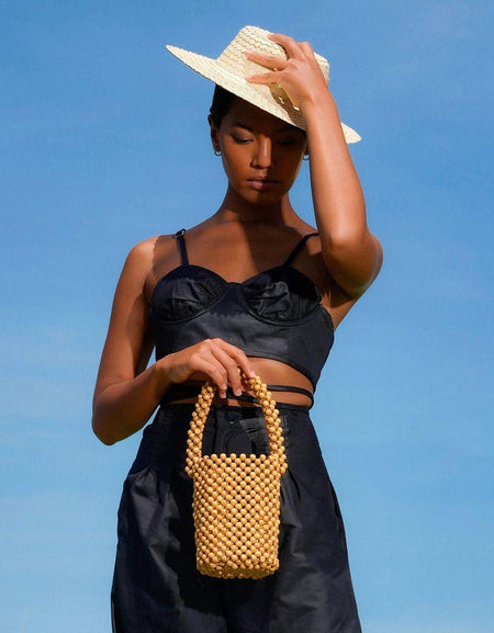 ALILA Wooden Beads Bucket Bag