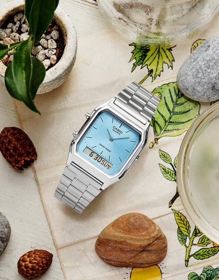CASIO VINTAGE Mod. EDGY COLLECTION SUNRAY DIAL - LIGHT BLUE-1