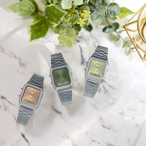 Load image into Gallery viewer, CASIO VINTAGE Mod. EDGY COLLECTION SUNRAY DIAL - GREEN MOSS-4
