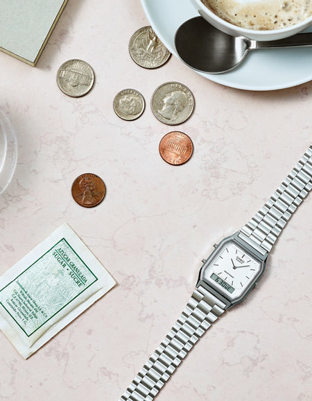 CASIO VINTAGE Mod. EDGY COLLECTION SUNRAY DIAL - SILVER-1