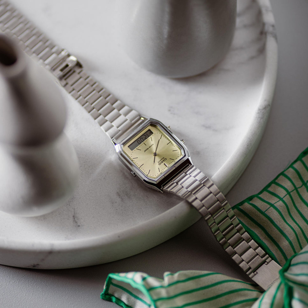 CASIO VINTAGE Mod. EDGY COLLECTION SUNRAY DIAL - GREEN LEMON-2