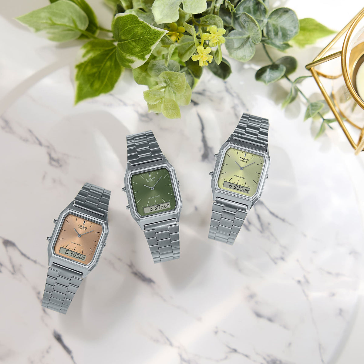 CASIO VINTAGE Mod. EDGY COLLECTION SUNRAY DIAL - GREEN LEMON-4