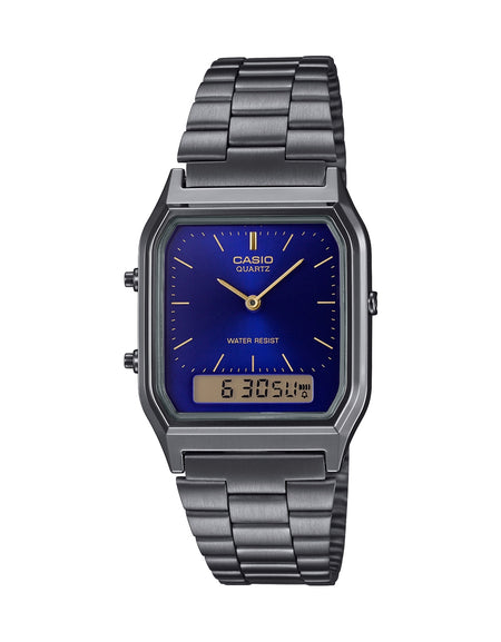 CASIO VINTAGE Mod. EDGY COLLECTION SUNRAY DIAL - GUN METAL NIGHT BLUE-0