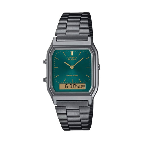 Load image into Gallery viewer, CASIO VINTAGE Mod. EDGY COLLECTION SUNRAY DIAL - GUN METAL FOREST GREEN-0
