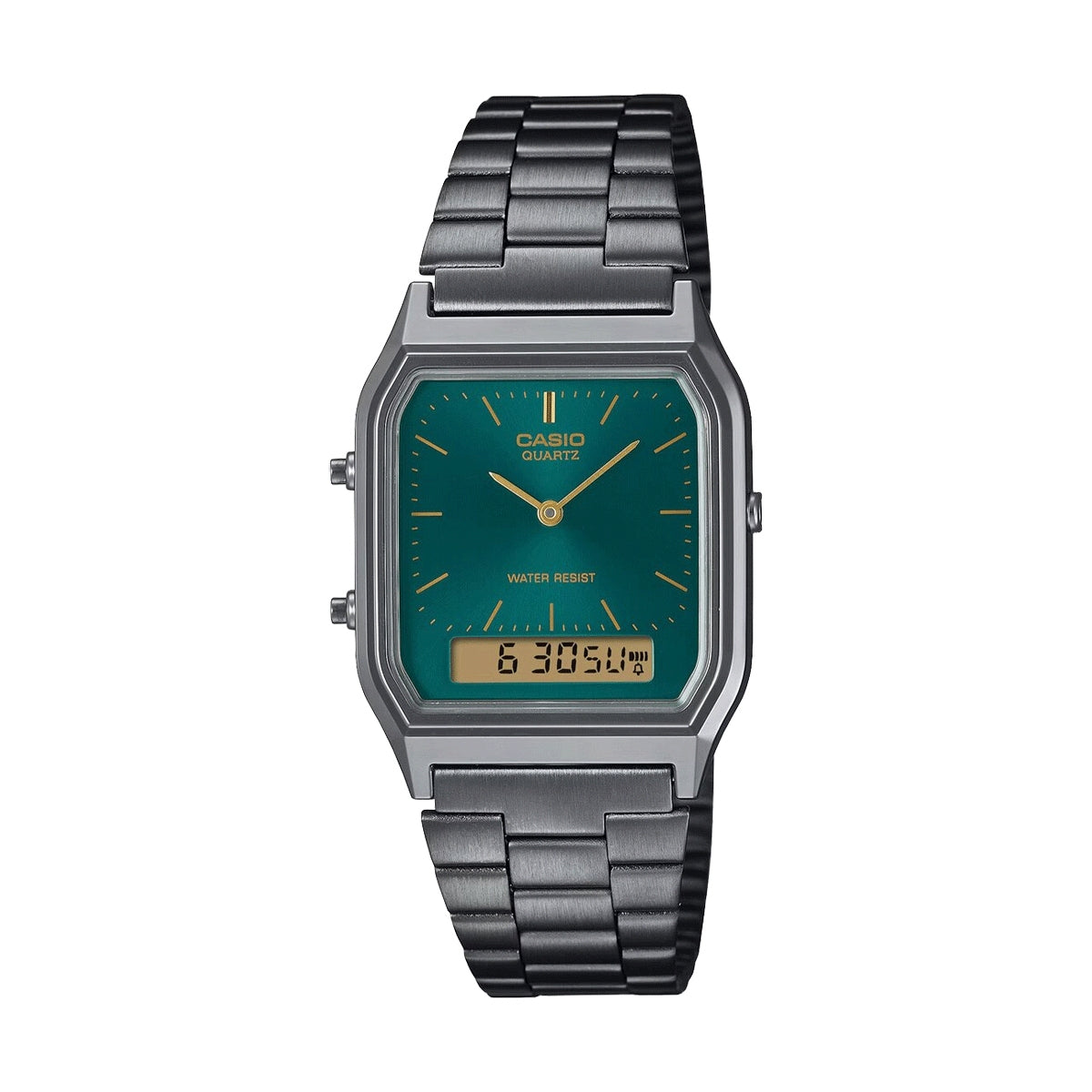 CASIO VINTAGE Mod. EDGY COLLECTION SUNRAY DIAL - GUN METAL FOREST GREEN-0