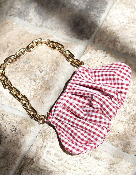 AWAN Ruffle Bag in Red Gingham - A Stylish Tropical Companion