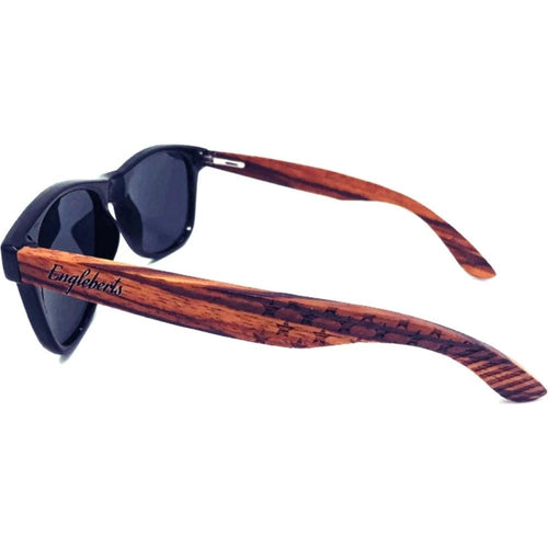 Load image into Gallery viewer, Zebrawood Sunglasses, Stars and Bars With Wooden Case, Polarized,
