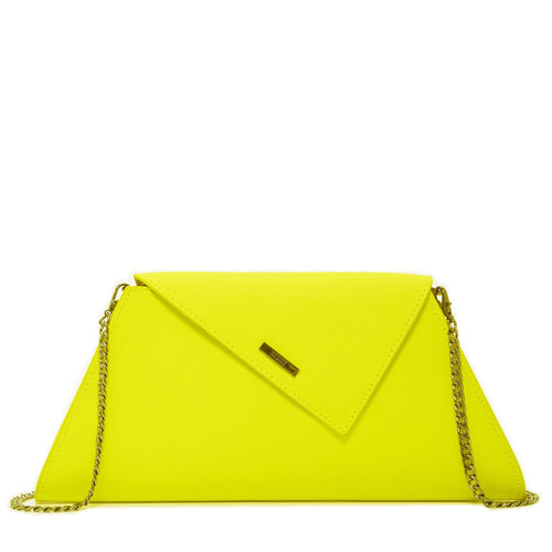 Load image into Gallery viewer, Angelica Electric Yellow Leather Clutch Purse
