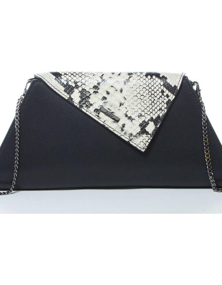 SUSU The Angelica Leather Clutch Black Snakeskin