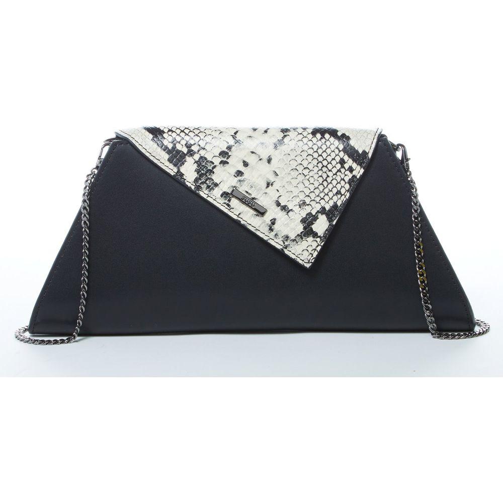 SUSU The Angelica Leather Clutch Black Snakeskin