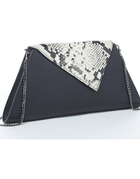 SUSU The Angelica Leather Clutch Black Snakeskin