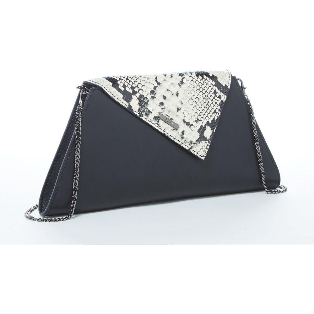 SUSU The Angelica Leather Clutch Black Snakeskin