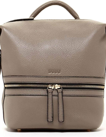 Ashley Gray Leather Backpack Purse