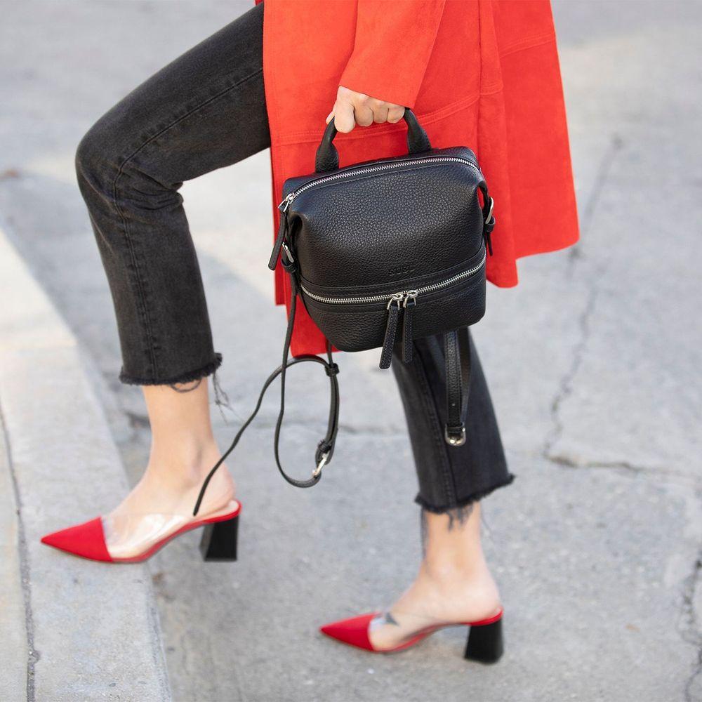 SUSU The Ashley Black Leather Backpack Purse