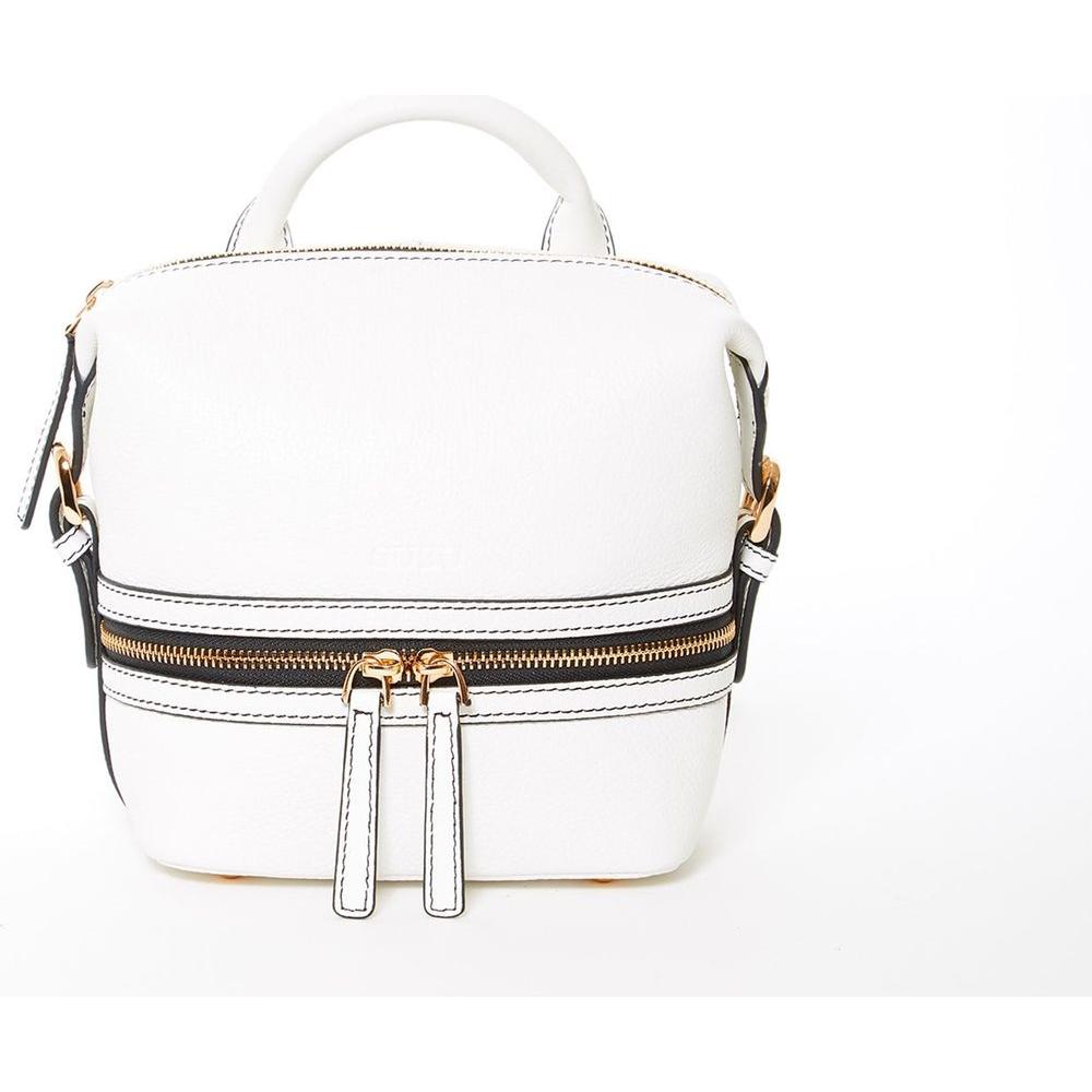 SUSU The Ashley White Leather Backpack Purse