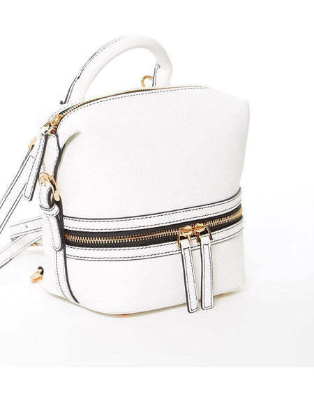 SUSU The Ashley White Leather Backpack Purse
