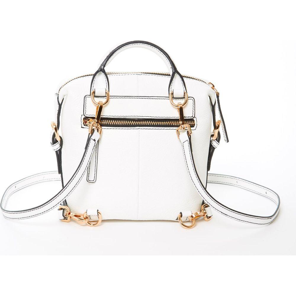 SUSU The Ashley White Leather Backpack Purse