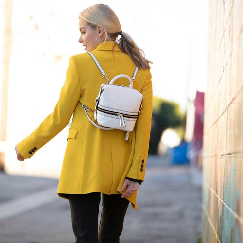 Load image into Gallery viewer, SUSU The Ashley White Leather Backpack Purse
