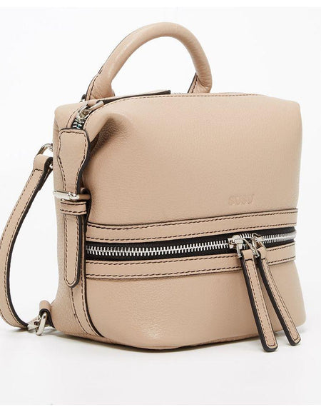 SUSU The Ashley Leather Backpack Purse Beige