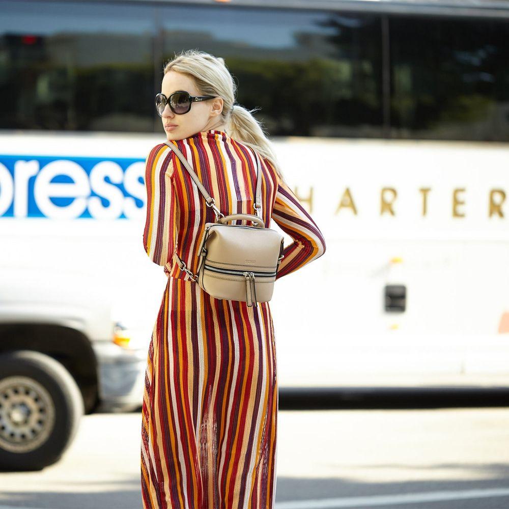 SUSU The Ashley Leather Backpack Purse Beige