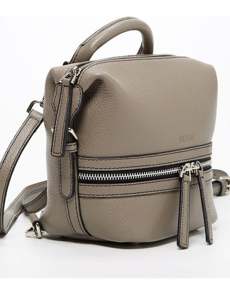 SUSU The Ashley Gray Leather Backpack Purse