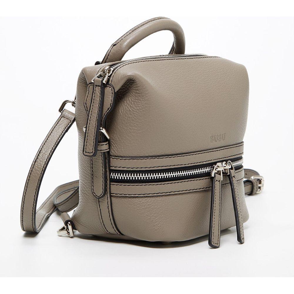 SUSU The Ashley Gray Leather Backpack Purse
