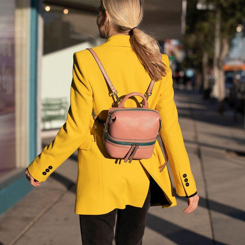 Load image into Gallery viewer, SUSU The Ashley Pink Leather Backpack Purse - A Luxurious Take on Versatility
