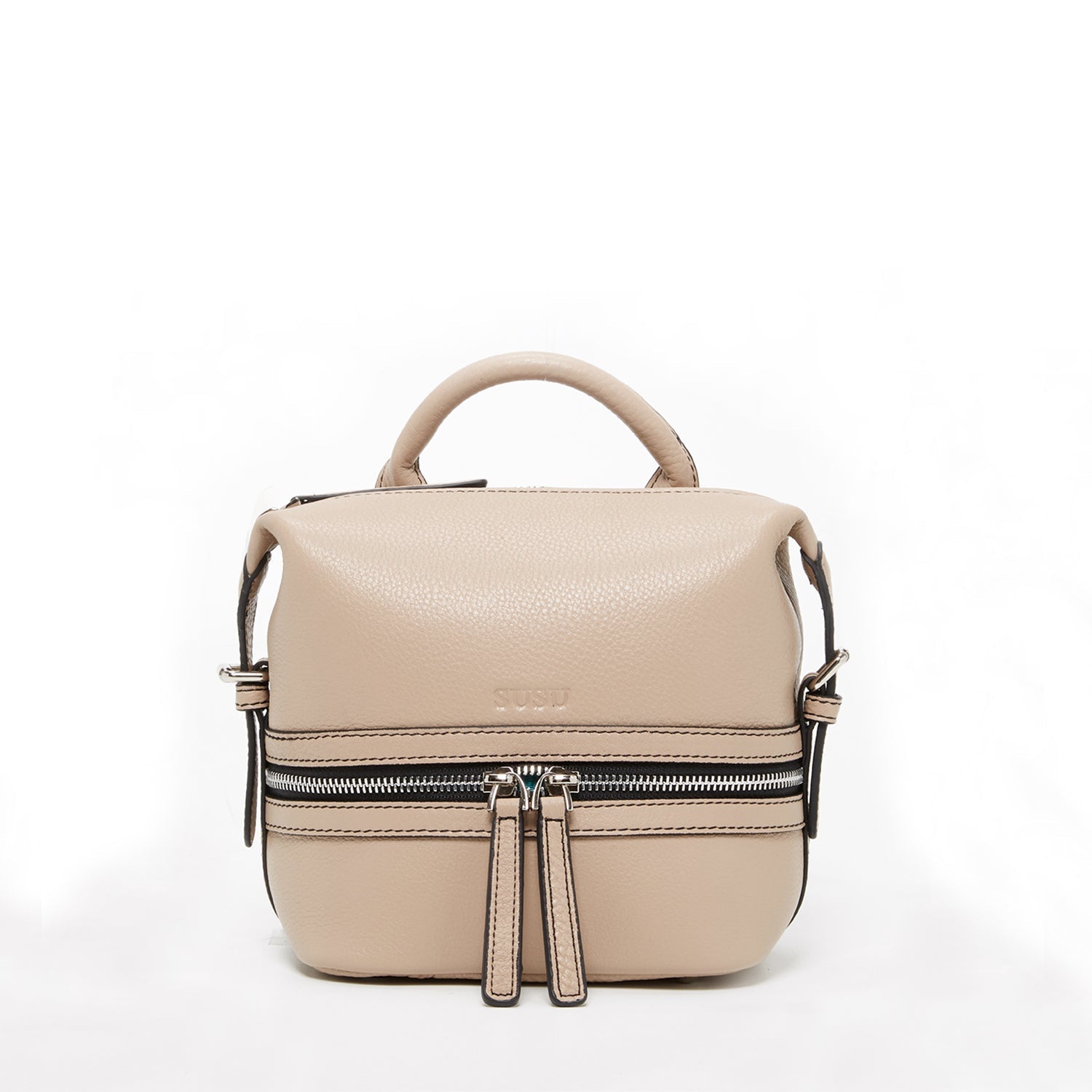 SUSU The Ashley Leather Backpack Purse Beige