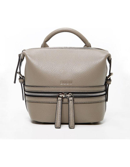 SUSU The Ashley Gray Leather Backpack Purse