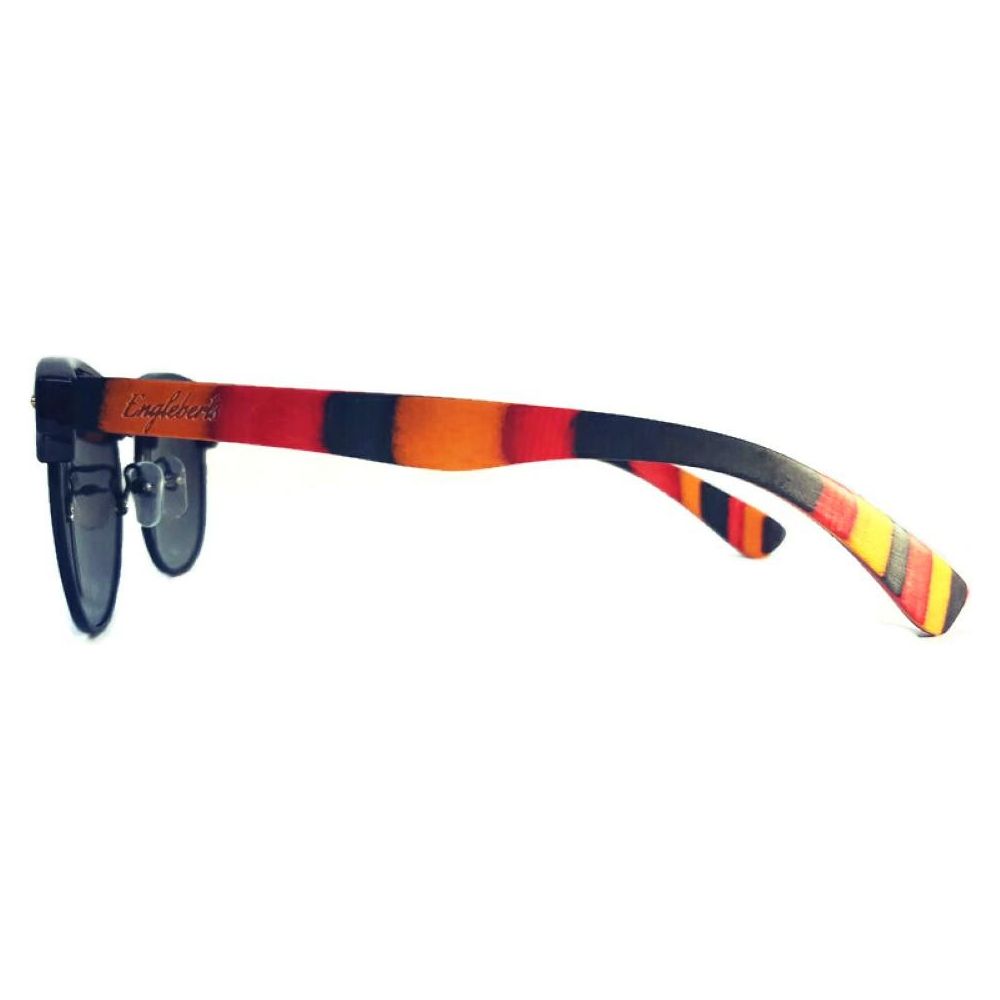 Coral Multi-Colored Skateboard Wood Sunglasses With Case, Gradient