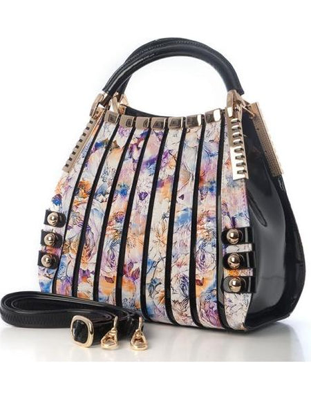 Bravo Handbags B96-6833FL Irina Print Signature Series Leather Handbag