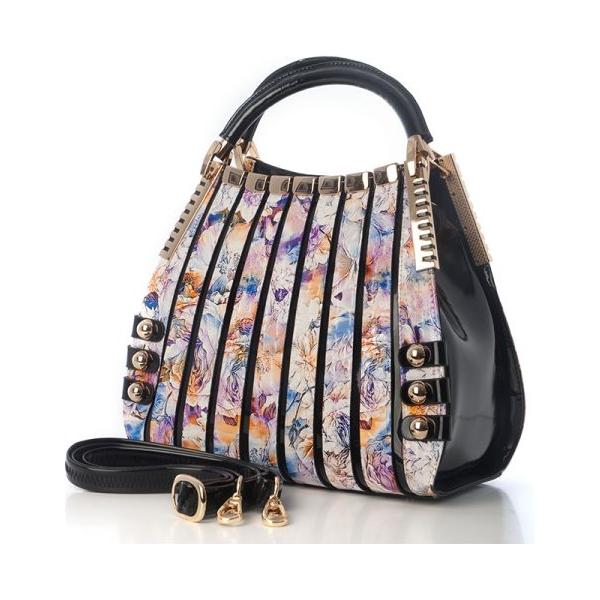 Bravo Handbags B96-6833FL Irina Print Signature Series Leather Handbag