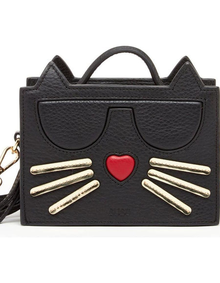 SUSU Leather Cat Bag Black Crossbody