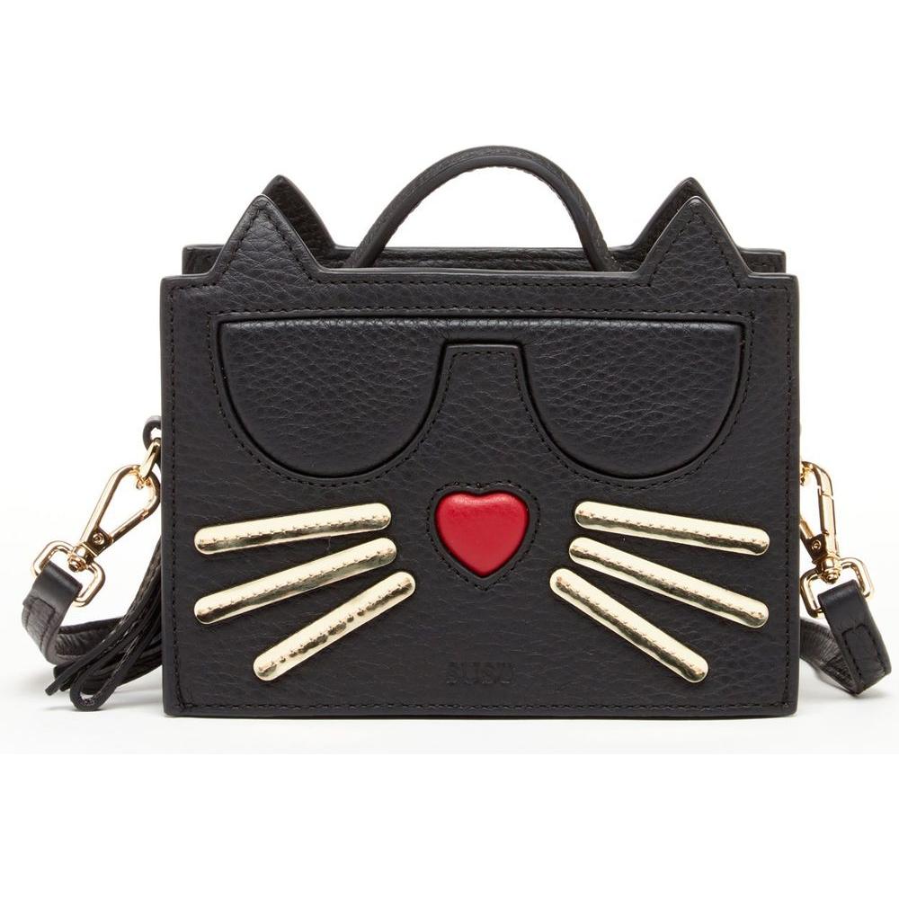 SUSU Leather Cat Bag Black Crossbody