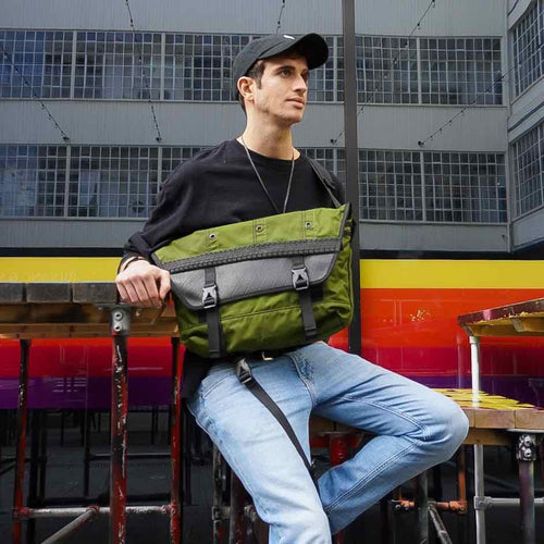 Load image into Gallery viewer, Bradley Upcycled Water Resistant Bike Messenger Bag
