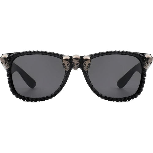 Load image into Gallery viewer, Myralis - Classic Horn Rim Rhinestone Gothic Skull Square Sunglasses
