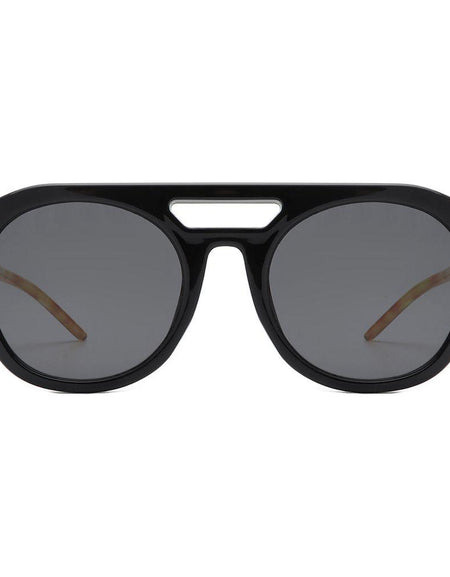 Vivid - Retro Round Brow-Bar Vintage Circle Sunglasses