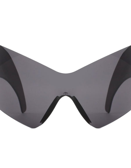 Clutch - Modern Rimless Oversized Color Pop Curved Sunglasses