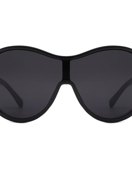 Gwyneth - Retro Oversized Oval Curved Round Sunglasses