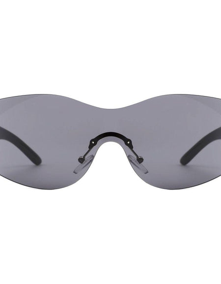 Spark - Sleek Rimless Double Star Fashion Shield Sunglasses