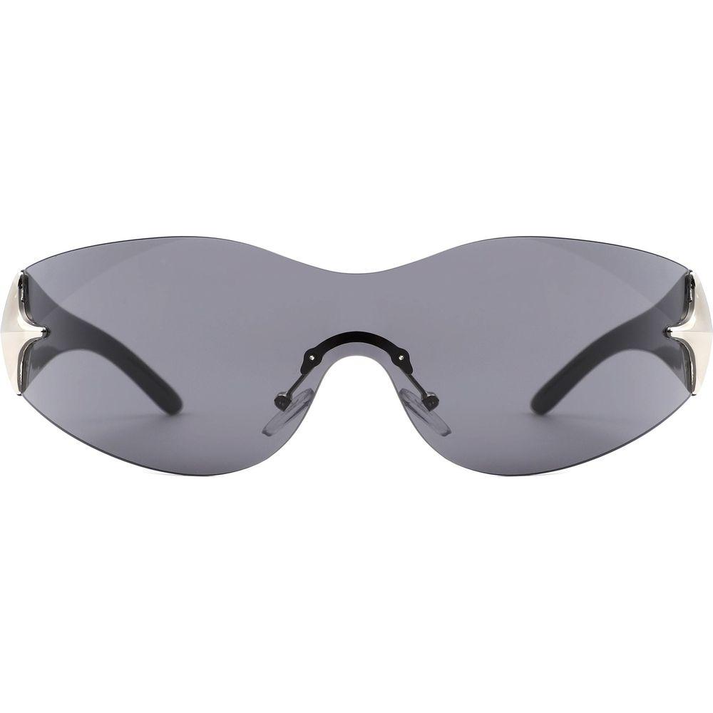 Spark - Sleek Rimless Double Star Fashion Shield Sunglasses