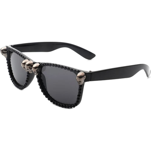 Load image into Gallery viewer, Myralis - Classic Horn Rim Rhinestone Gothic Skull Square Sunglasses
