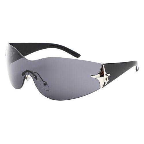 Spark - Sleek Rimless Double Star Fashion Shield Sunglasses