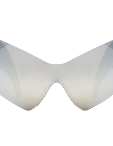 Clutch - Modern Rimless Oversized Color Pop Curved Sunglasses