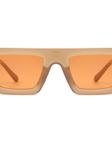 Lumos - Square Retro Two-Tone Thick Frame Flat-Top Sunglasses