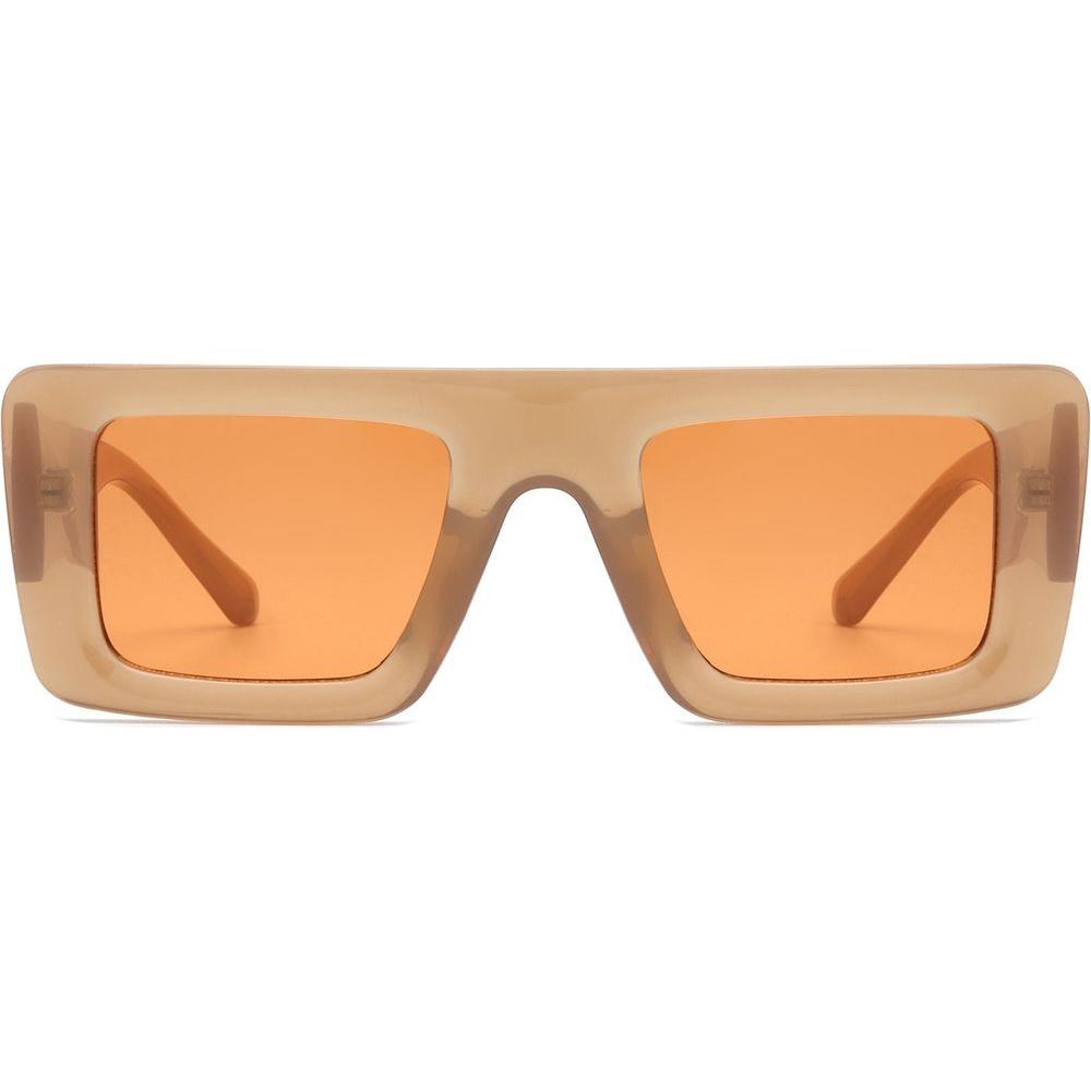 Lumos - Square Retro Two-Tone Thick Frame Flat-Top Sunglasses