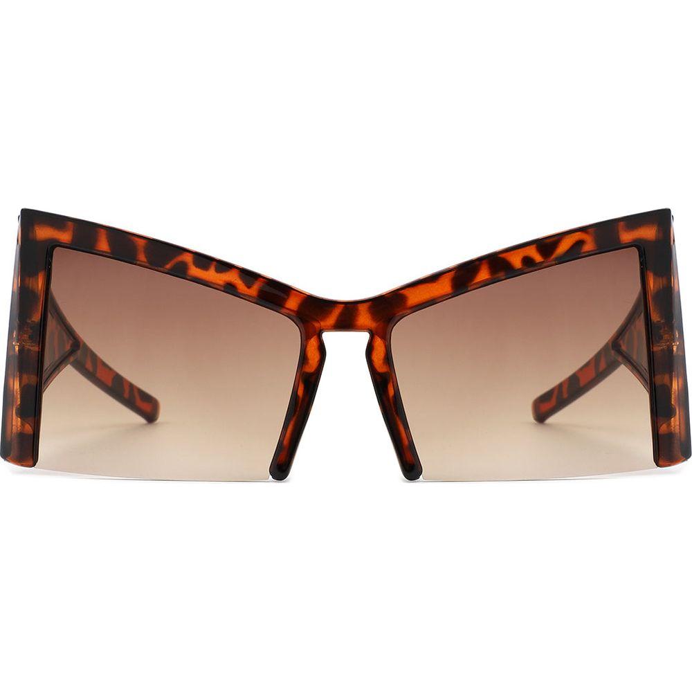 Elyndor - Oversized Geometric Square Semi-Rimless Cat Eye Sunglasses